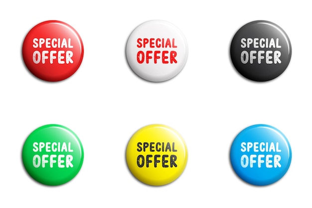 Set of glossy buttons or badges with the inscription Special offer Vector illustration