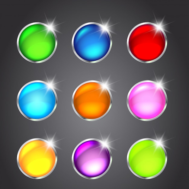 Vector set of glossy buttons for design