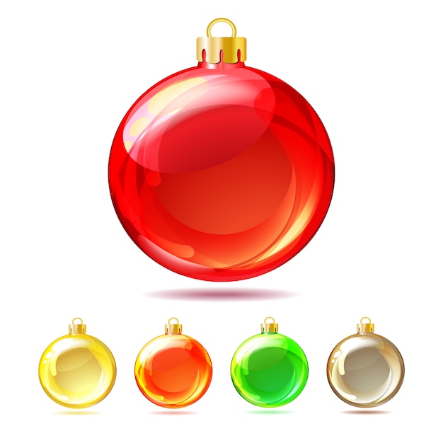 Vector set of glossy christmas balls on white.