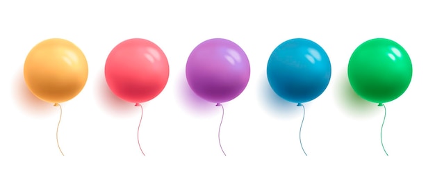 Set di palloncini colorati lucidi in forma rotonda moderna sfera di colore 3d isolata illustrazione vettoriale