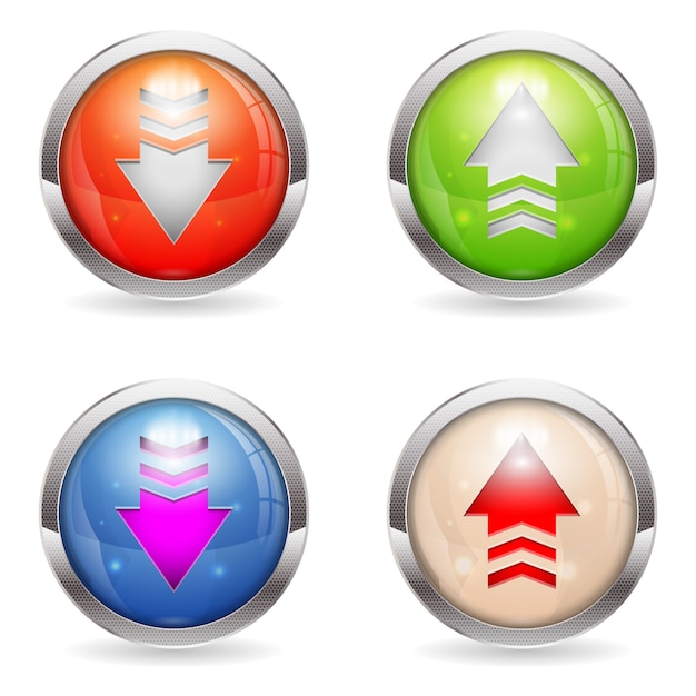 Vector set glossy download and upload buttons
