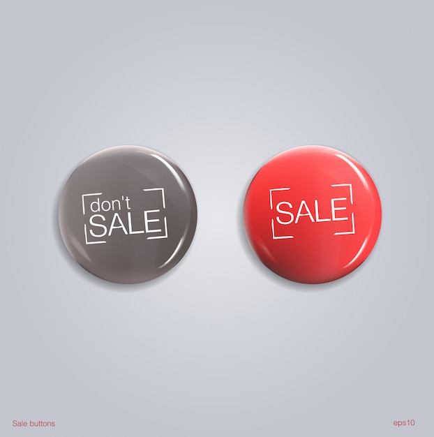 Set of glossy sale buttons or badges. 
