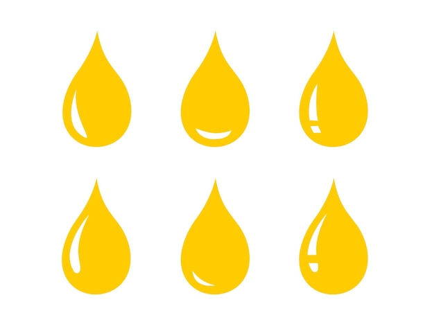 set of glossy yellow oil drop