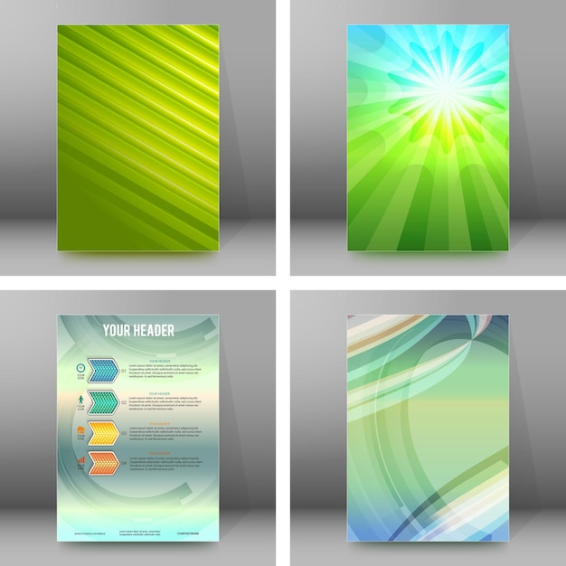 Vector set of glow theme brochure cover page a4 format08