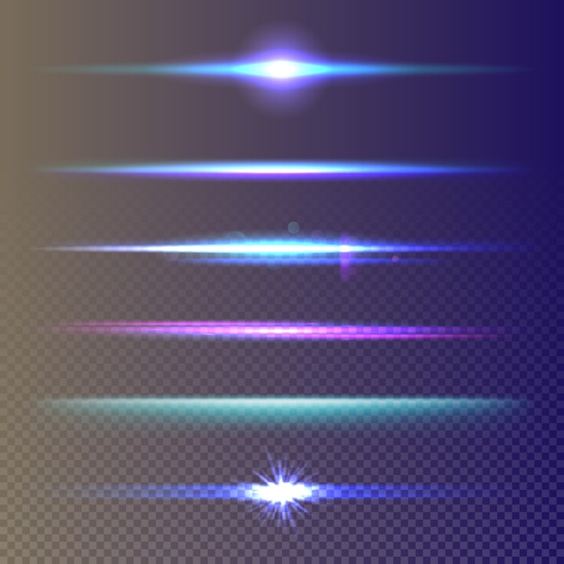Set of glowing light effect