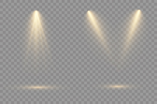 Set of glowing lights effects isolated. spotlight.