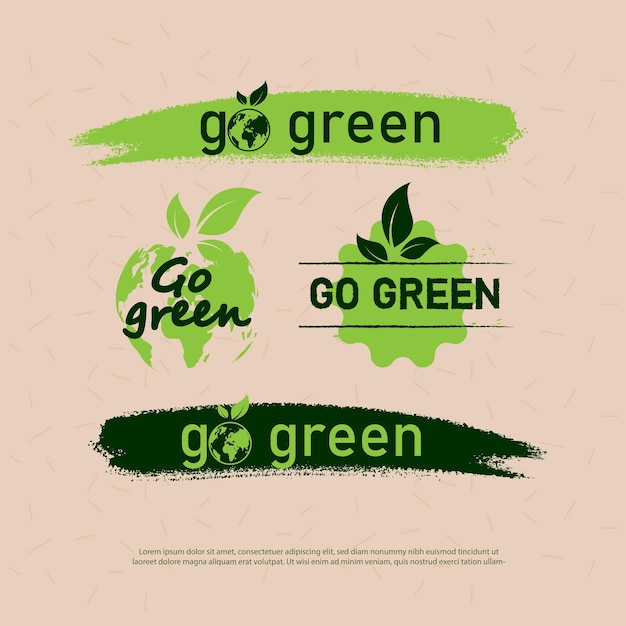 Vector set of go green logo design save the world and eco city concept eco label vector design