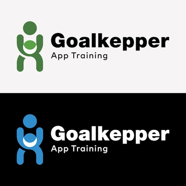 Set Goalkeeper Icon Cricketer Football Player Training Sport Brand Identity Logo Design Vector