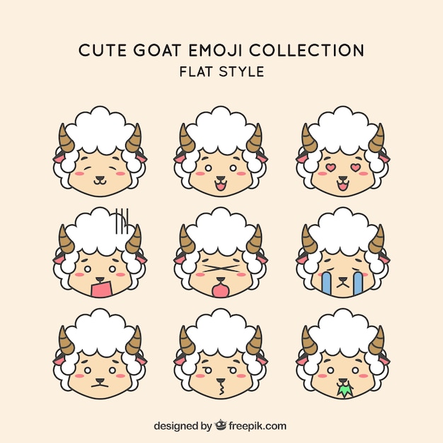 Set of goat emoticons