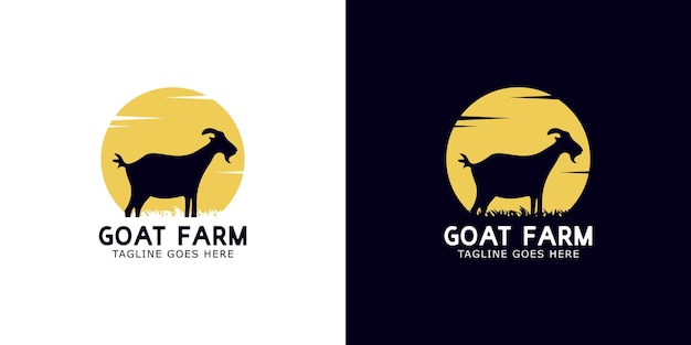 ヤギのロゴのデザインコンセプトのセット