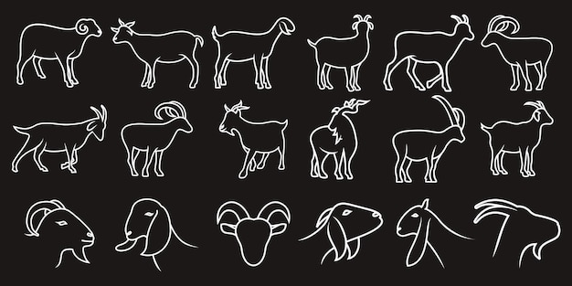 Vector set of goat vector illustration with simple line design suitable for icon or logo