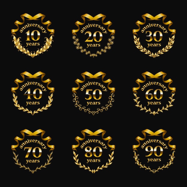 Set di badge anniversario d'oro