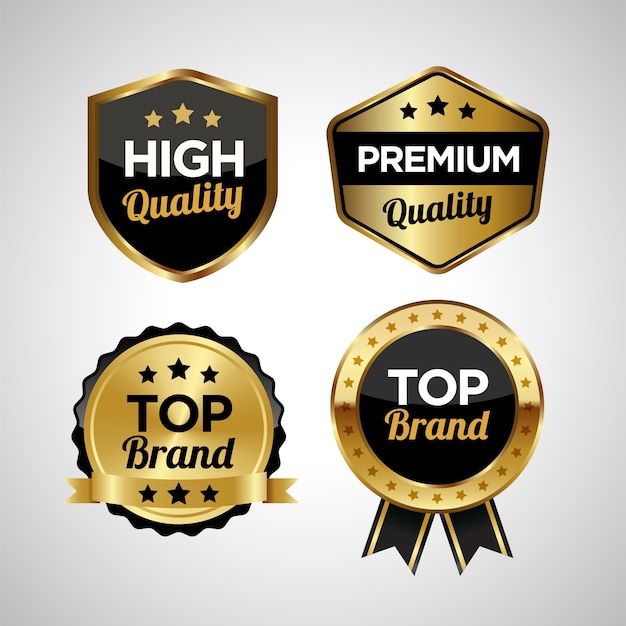 Set of gold badges and labels premium quality