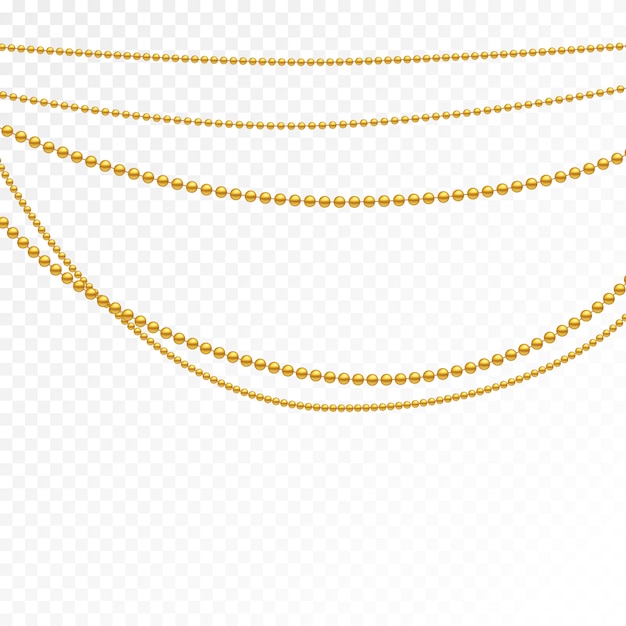 Set of gold beads and gold chains.