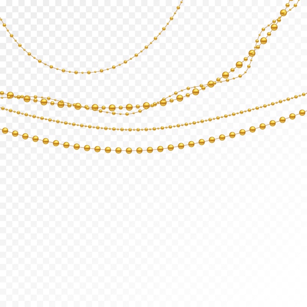 Set of gold beads and gold chains.