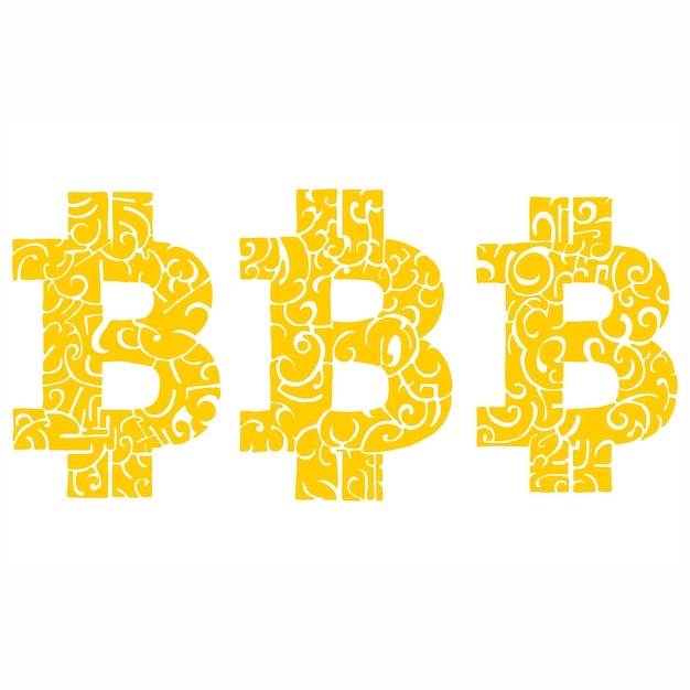 Set of Gold Bitcoin Tattoo Vector