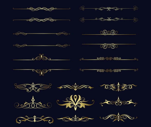 Vector a set of gold and black decorative borders