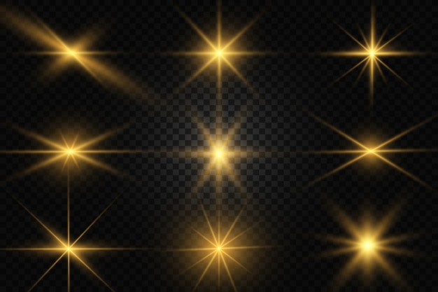 Vector set of gold bright beautiful stars. light effect bright star. beautiful light for illustration.white sparks sparkle with a special light. vector sparkles