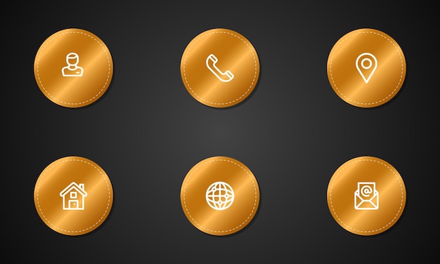 Set of gold business icons