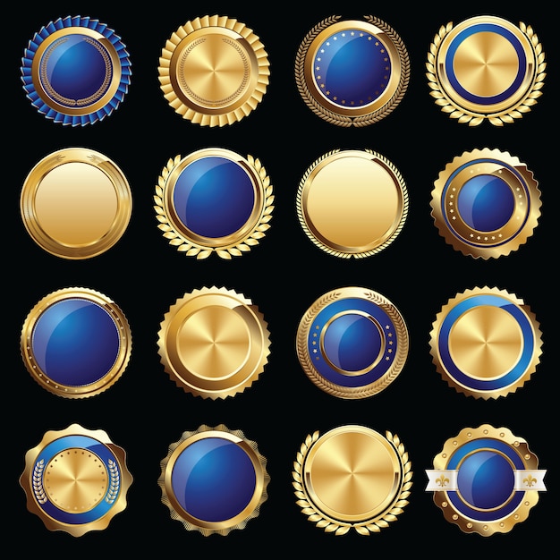 Set di sigilli e distintivi del certificato d'oro