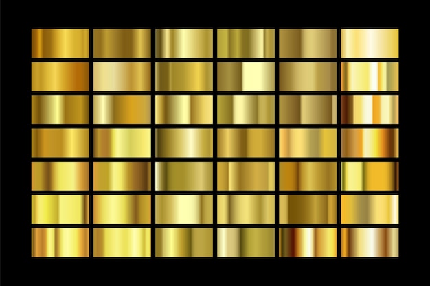 Набор текстуры золотой фольги, изолированные на черном