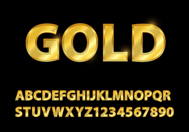 Set Gold font shapes composition.