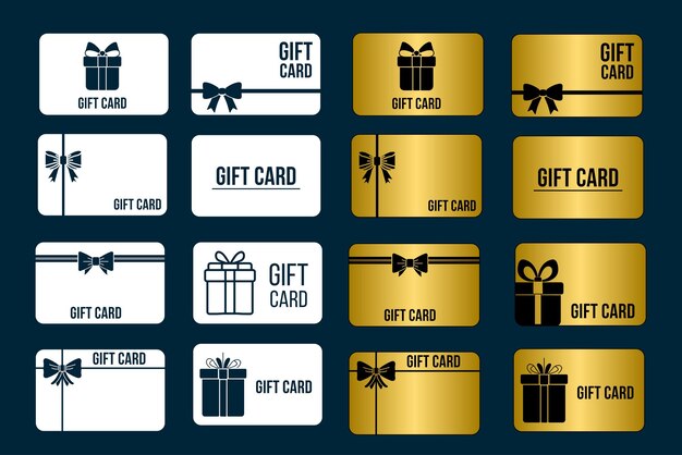 Set of gold gift cards or golden gift cards and white gift cards