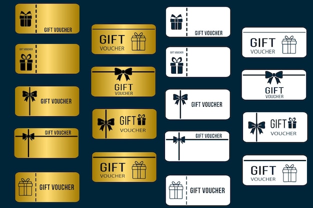 Set of gold gift vouchers or golden gift vouchers and white gift vouchers