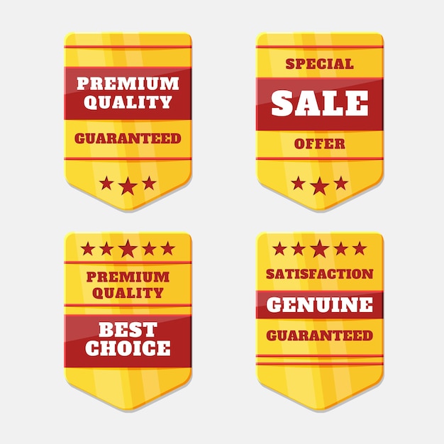 Set of gold icons Vector medals banners Best Quality Premium quality guaranteed The Genuine Quality