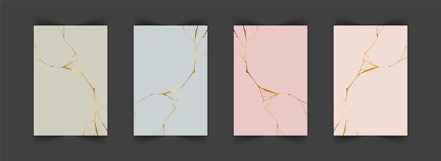 Set of gold kintsugi backgrounds