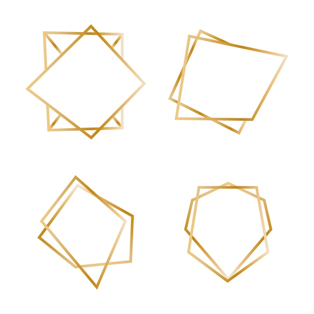 Vector set of gold polygonal frames