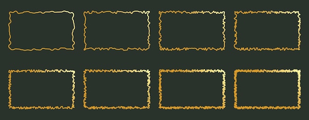 set of gold rectangular frames with zigzag edgescollection of rectangular framesvector