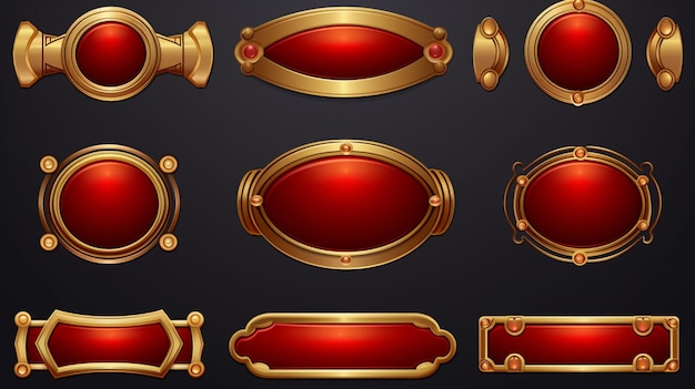 Vector a set of gold and red frames with a red cover