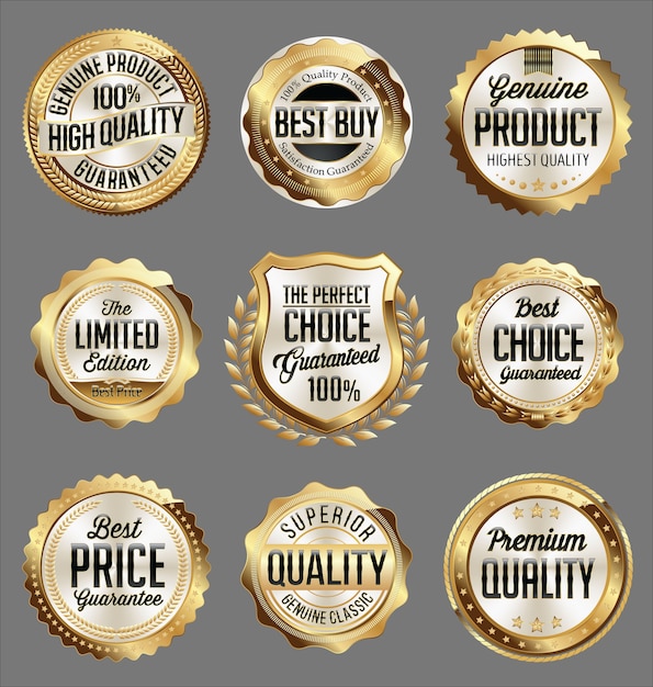 Vector set of gold retail badges