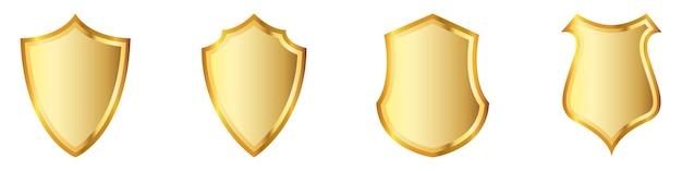 Vector set of gold shields. shields isolated.  illustration. gold symbol of secure