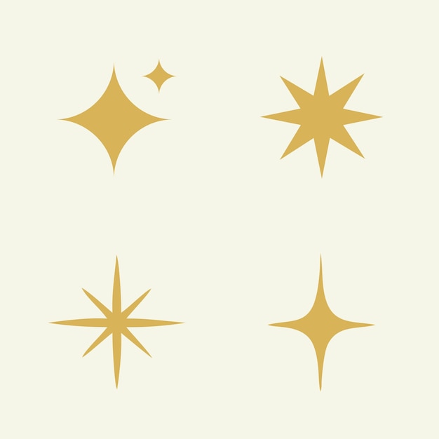 set of gold sparkling stars