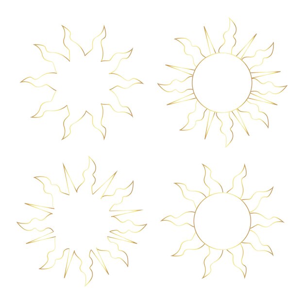 Set of gold suns outline