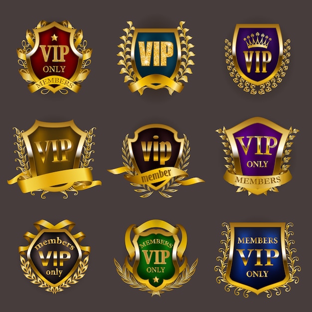 Set of gold vip insignia