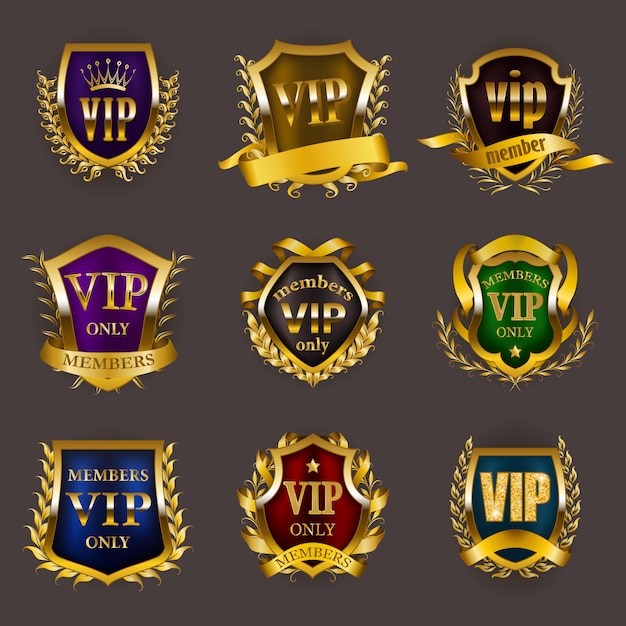 Set of gold vip insignia