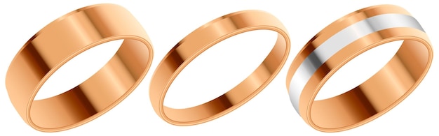 Set of gold wedding rings