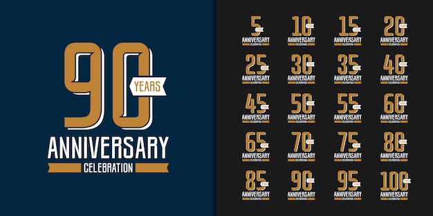 Set of golden anniversary celebration emblem design.