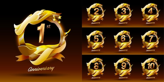 Set of golden anniversary logo celebration