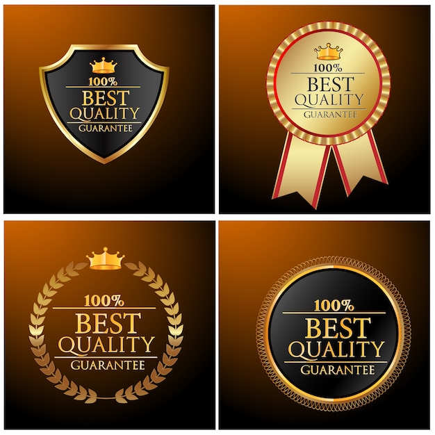 Set di badge d'oro migliore qualità. illustrazione vettoriale.