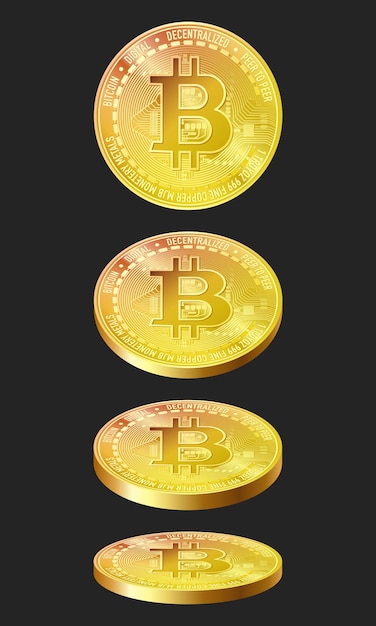 Vector set of golden bitcoin icons