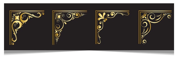 Set of golden border ornament collection