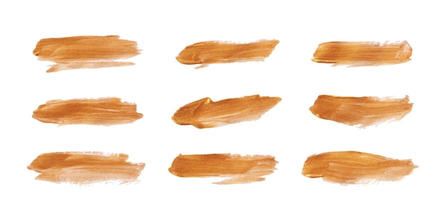 Vector set of golden brush stroke in various style