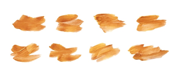 Set of golden brush stroke in various style