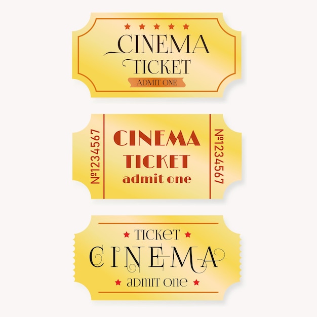 Set golden cinema ticket