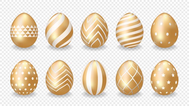 Set of golden easter eggs