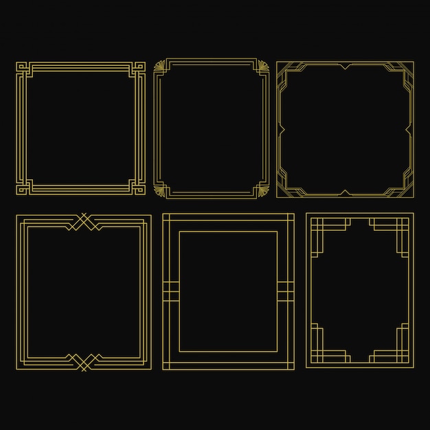 Vector set of golden frame luxury